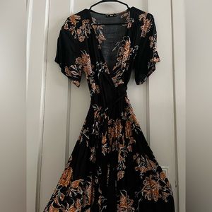 Floral Midi Wrap Dress